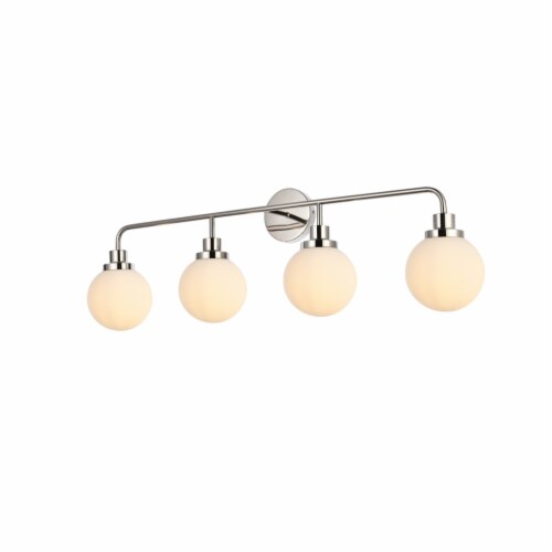 Hanson 4 lights bath sconce in polished nickel with frosted shade Perspective: top