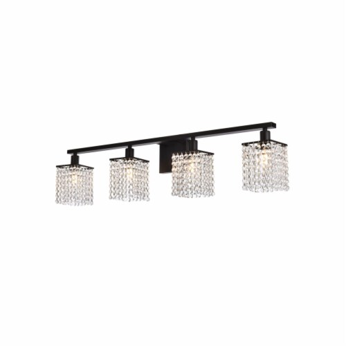 Phineas 4 lights bath sconce in black with clear crystals Perspective: top