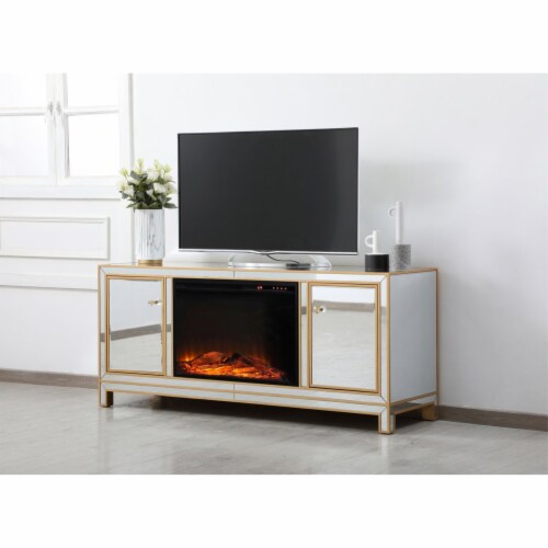Gold tv stand with fireplace discount