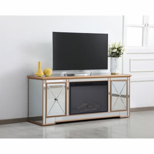 Mirrored tv on sale stand fireplace