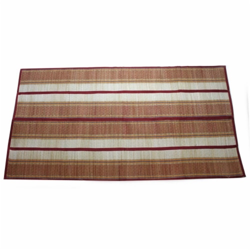 Benzara Indoor and Outdoor Woven Straw Yoga Beach Mat Perspective: top