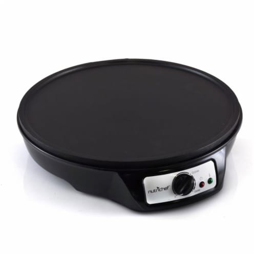 NutriChef Electric Nonstick Griddle Crepe Injera Maker Hot Plate Cooktop, Black Perspective: top