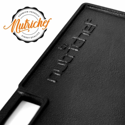 NutriChef 18 Cast Iron Skillet Reversible Grill Plate Pan for Stove Top, Black Perspective: top