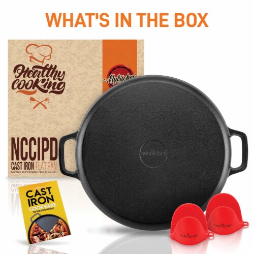 Nutrichef NCCIPD 14 in. Cast Iron Pizza & Baking Pan Perspective: top