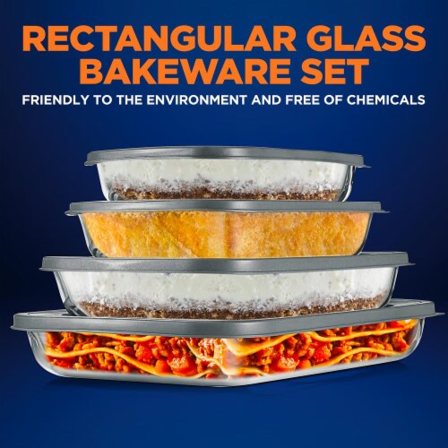 Nutrichef High Borosilicate Glass Bakeware Set 4 Pc Gray 4 pc Mariano s