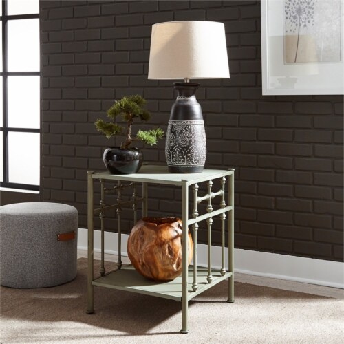 Vintage Series Metal Open Night Stand - Green Perspective: top