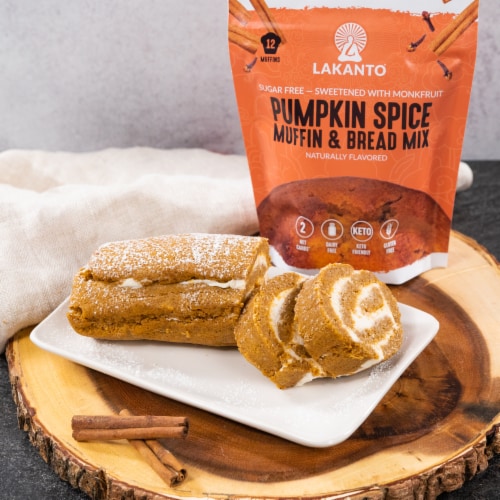 Lakanto Sugar Free Pumpkin Spice Muffin and Bread Mix - Sweetened with Monkfruit (12 Muffins) Perspective: top