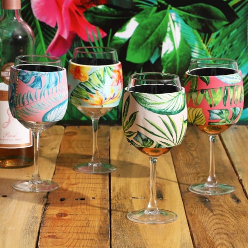 12x Neoprene Stylish Protective Wine Glass Beverage Sleeve Protector, 4 Designs Perspective: top