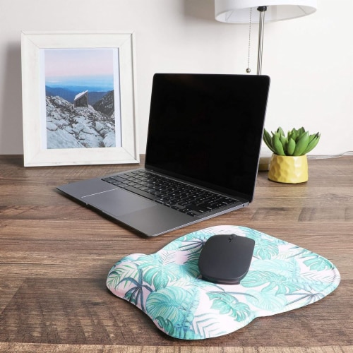 Tropical Mouse Pad with Wrist Support, Office Desk Accessories Perspective: top
