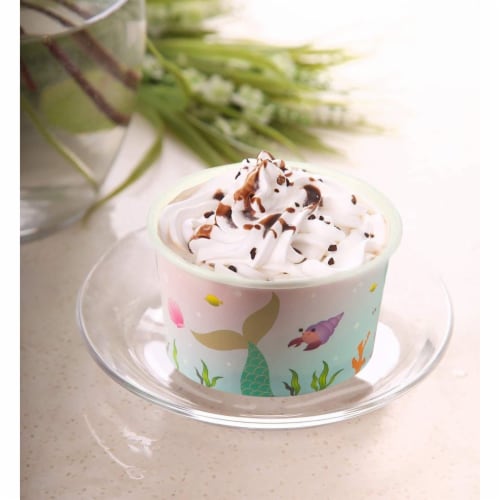 Ice Cream Sundae Cups - 50-Piece Disposable Paper Dessert Ice Cream Yogurt Bowls Perspective: top
