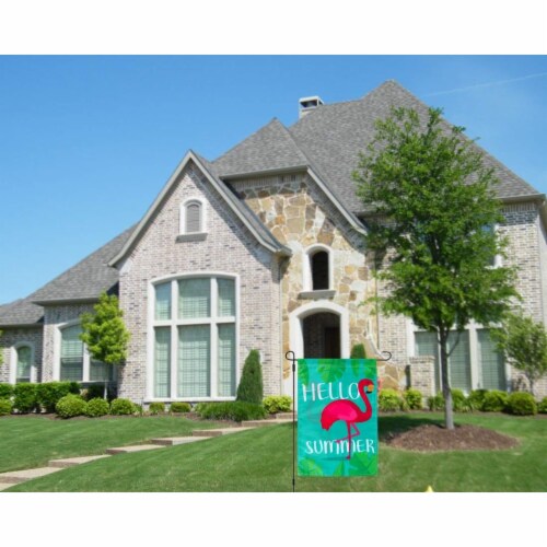 Juvale Garden Flag, Hello Summer Welcome Flag Banner for Outdoor Lawn Decoration Perspective: top