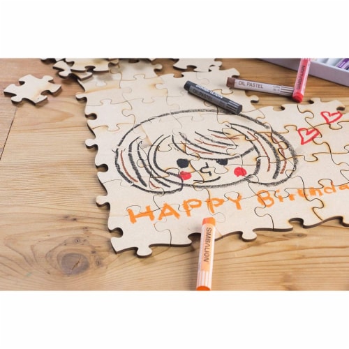 Blank Unfinished Wooden Jigsaw Puzzle (100 Pieces) Perspective: top