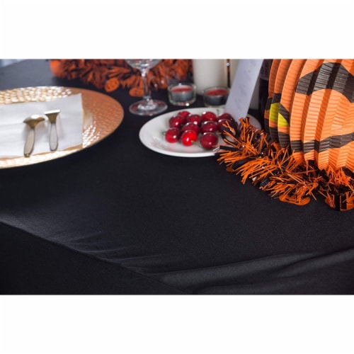 Stretch Spandex Fitted Tablecloth Table Cover for 6ft. Rectangular Table Black Perspective: top
