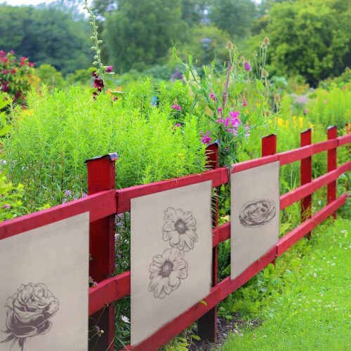 Blank Burlap Garden Flag, Rustic Outdoor Yard Sign (11 x 17 in, 4 pack) Perspective: top