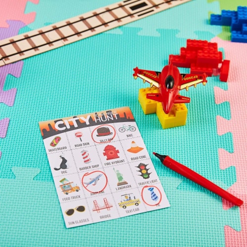 50x Metro City Scavenger Hunt Set for Kids Children Game Cards Birthday Party Perspective: top
