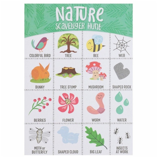 Nature Themed Scavenger Hunt Game (5 x 7 Inches, 50-Sheets) Perspective: top