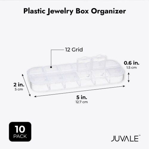 12 Grid Clear Plastic Jewelry Box Organizer, Storage Container (10 Pack