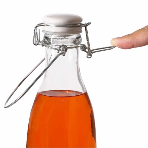 6Pcs Glass Bottles with Swing Top Lids 35.5oz for Vinegar Oil Liquid Honey Perspective: top