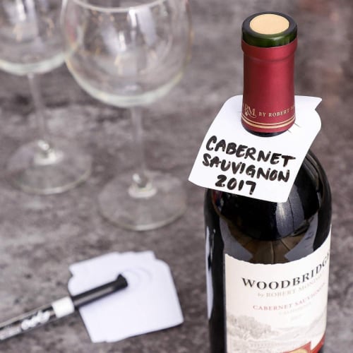 Juvale 150-Pack Blank Reusable Wine Cellar Bottle Label Tags, 3.5 x 2 Inches Perspective: top