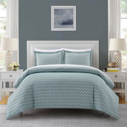Blaine 2 or 3 Piece Duvet Cover Set Contemporary Two Tone Striped taupe king Perspective: top