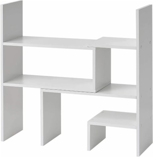 Yak About It® Compact Adjustable Dorm Desk Bookshelf - White Perspective: top