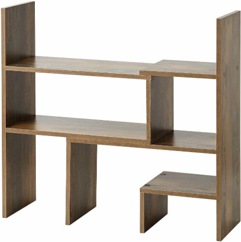 Yak About It® Compact Adjustable Dorm Desk Bookshelf - Rustic Perspective: top