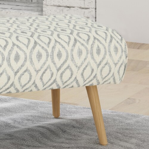 Petty Mid Century Boho Fabric Ottoman, Charcoal Cat Eye Pattern Perspective: top