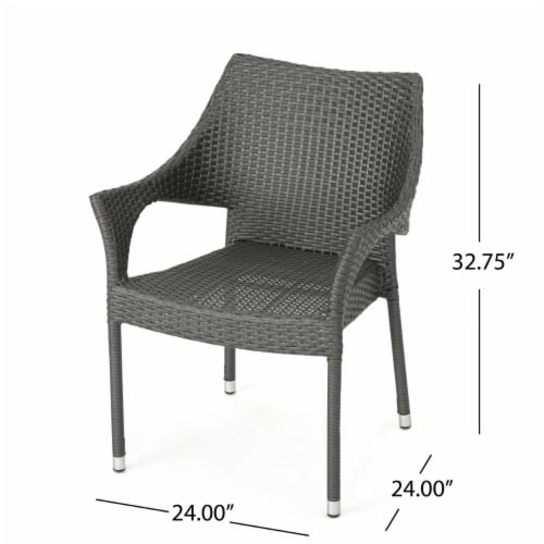 Mann Outdoor 3 Piece Wood and Wicker Bistro Set, Gray and Gray Perspective: top