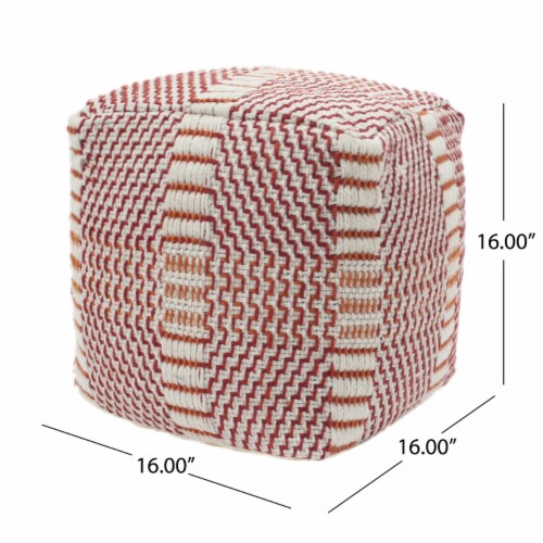 Dexter Bay Outdoor Boho Water Resistant 16 Square Ottoman Pouf 1