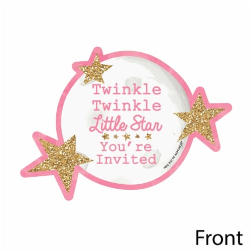 Big Dot of Happiness Pink Twinkle Twinkle Little Star - Shaped Invitations & Envelopes 12 Ct Perspective: top