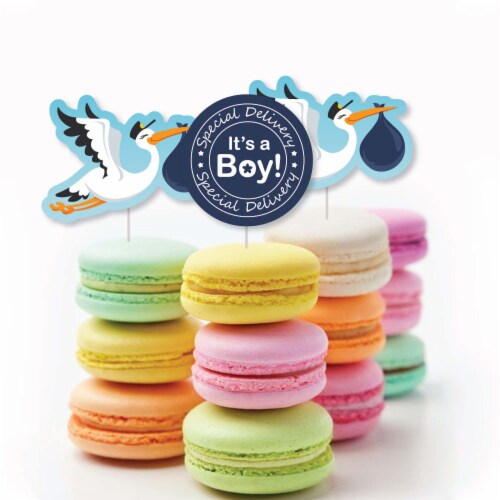 Big Dot of Happiness Boy Special Delivery Shaped It's A Boy Stork Baby Shower Cut-Outs 24 Ct Perspective: top