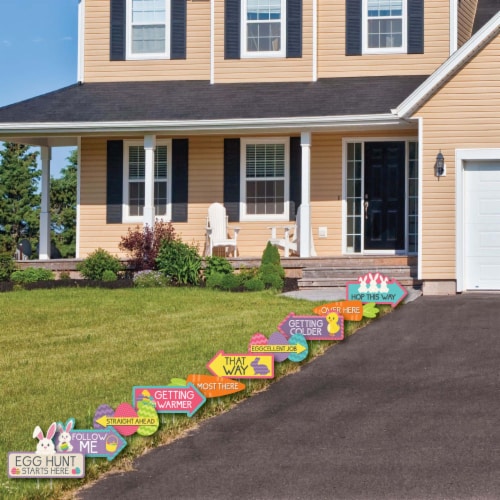 Big Dot of Happiness Easter Egg Hunt Arrow Yard Signs - Outdoor Easter Bunny Yard Decor 10 Pc Perspective: top