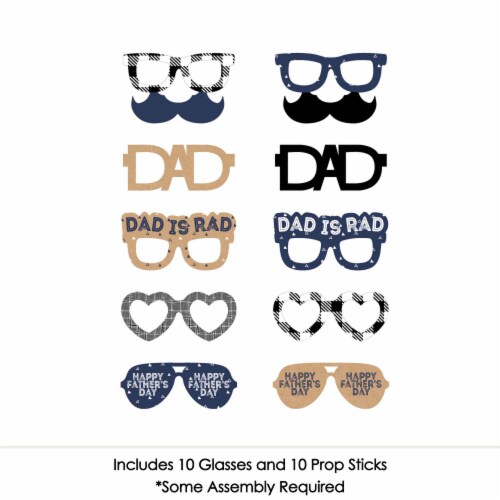 Big Dot of Happiness My Dad is Rad Glasses - Paper Father's Day Photo Booth Props Kit 10 Ct Perspective: top