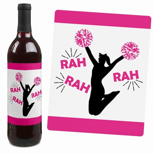 Big Dot of Happiness We've Got Spirit - Cheerleading Party Wine Bottle Label Stickers 4 Ct Perspective: top