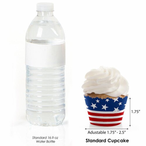 Big Dot of Happiness Stars & Stripes USA Patriotic Party Cupcake Decor Cupcake Wrappers 12 Ct Perspective: top