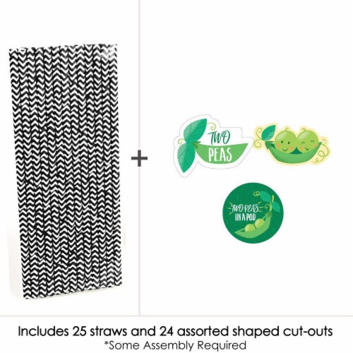 Big Dot of Happiness Double the Fun Twins Two Peas in a Pod - Striped Paper Straw Decor 24 Ct Perspective: top