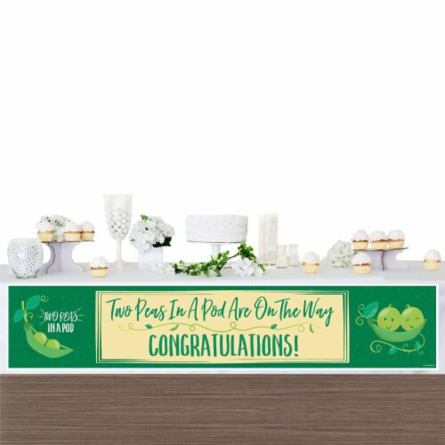 Big Dot of Happiness Double the Fun Twins Two Peas in a Pod - Baby Shower Decor Party Banner Perspective: top