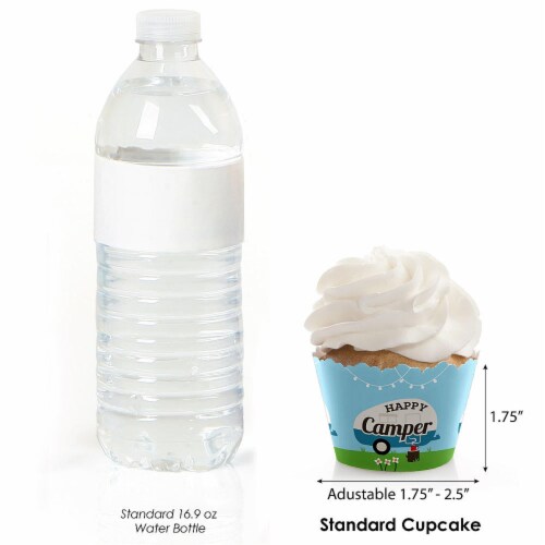 Big Dot of Happiness Happy Camper Baby Shower or Birthday Party Decor Cupcake Wrappers 12 Ct Perspective: top