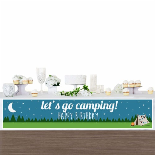 Big Dot of Happiness Happy Camper - Camping Happy Birthday Decorations Party Banner Perspective: top