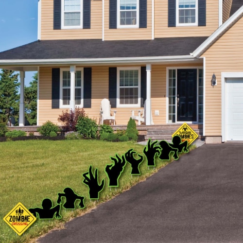 Big Dot of Happiness Zombie Zone - Lawn Decor - Outdoor Halloween Party Yard Decor - 10 Pc Perspective: top