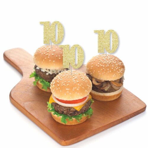 Big Dot of Happiness Gold Glitter 10 - Dessert Cupcake Toppers - Party Treat Picks 24 Ct Perspective: top