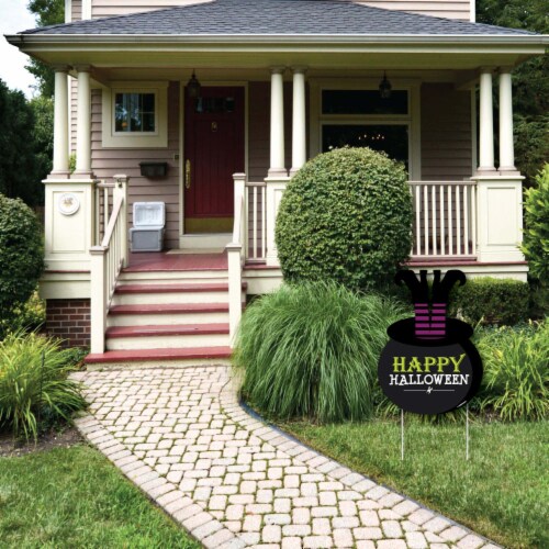 Big Dot of Happiness Happy Halloween - Party Decorations - Witch Party Welcome Yard Sign Perspective: top