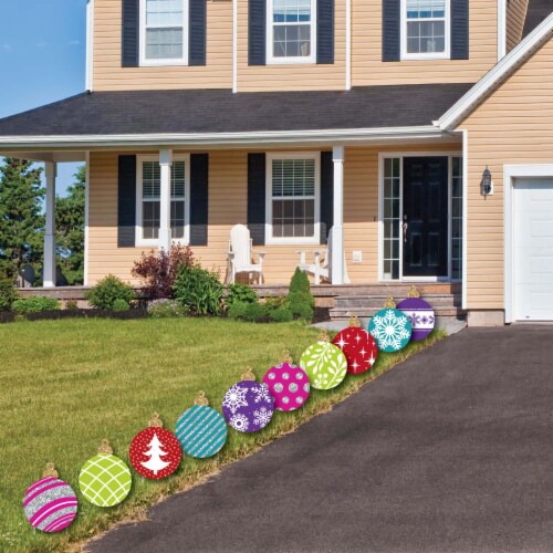 Big Dot of Happiness Colorful Ornaments Lawn Outdoor Holiday & Christmas Yard Decor 10 Pc Perspective: top
