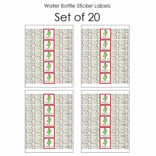 Big Dot of Happiness Merry Cactus - Christmas Cactus Party Water Bottle Sticker Labels 20 Ct Perspective: top