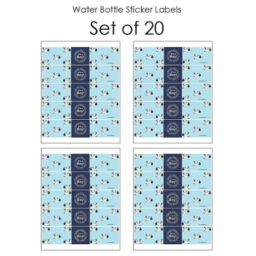 Big Dot of Happiness Boy Special Delivery It's A Boy Stork Water Bottle Sticker Labels 20 Ct Perspective: top