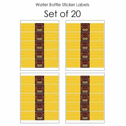 Big Dot of Happiness Tiki Luau - Tropical Hawaiian Summer Party Water Bottle Labels 20 Ct Perspective: top