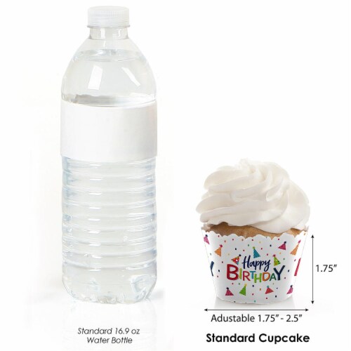 Big Dot of Happiness Cheerful Happy Birthday Colorful Party Decor Cupcake Wrappers 12 Ct Perspective: top