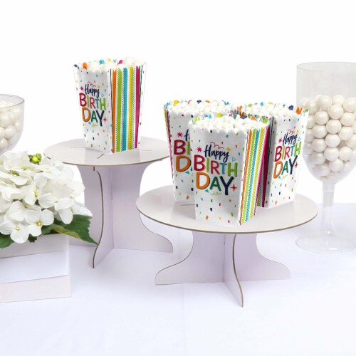 Big Dot of Happiness Cheerful Happy Birthday - Colorful Party Favor Popcorn Treat Boxes 12 Ct Perspective: top