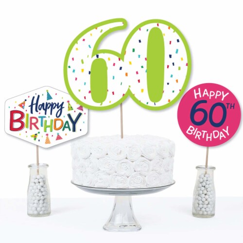 Big Dot of Happiness 60th Birthday - Cheerful Birthday Centerpiece Sticks Table Toppers 15 Ct Perspective: top