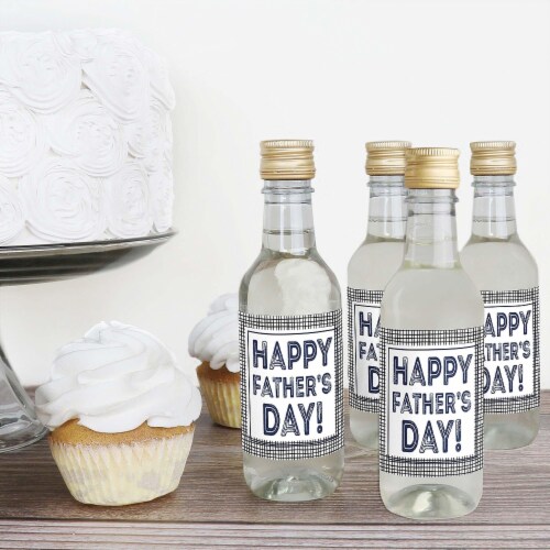 Big Dot of Happiness My Dad is Rad Mini Wine Bottle Label Stickers Father's Day Favor 16 Ct Perspective: top